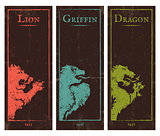  lion, griffin and dragon