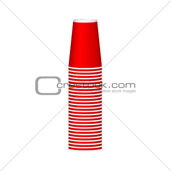 Stack of cups in red design