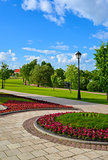 General view of park Tsaritsyno in summer at Moscow, Russia