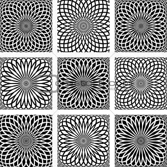 Rotation lines patterns. Design elements set. 