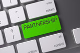 Green Partnership Button on Keyboard. 3D Illustration.