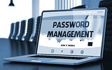 Landing Page of Laptop with Password Management Concept. 3D Illustration.