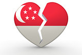 Broken white heart shape with Singapore flag