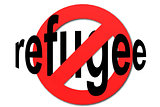 Stop refugee sign in red