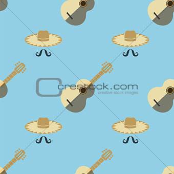 Mexican Guitar Seamless Pattern