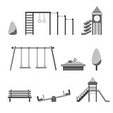 Playground infographic elements vector doodle illustration. Kids playing equipment playground infographic set. illustration with isolated playground infographic objects.