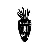 Vegatable Fuel Only - Cocept. doodle - Carrot. Vector Illustration