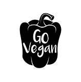 Vegan Go - Cocept. doodle - Sweet Pepper. Vector Illustration