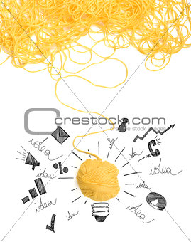 Concept of idea and innovation with wool ball