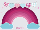 Kids pink rainbow and bunting background