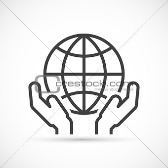Hands holding globe icon