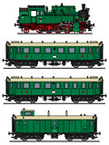 Old green steam train
