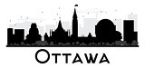 Ottawa City skyline black and white silhouette. 