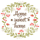 "Home sweet home" background with delicate watercolor flowers