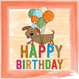 childish birthday card with funny dog