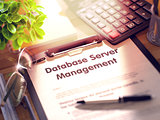 Database Server Management on Clipboard. 3D Illustration.