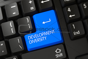 Development Diversity CloseUp of Blue Keyboard Key. 3D Rendering.