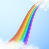 Realistic bright rainbow in clouds on transparent background