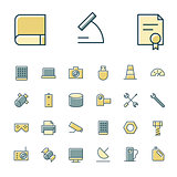 Thin line icons for science and technology