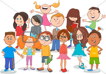 kids or teens group cartoon