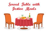 Cartoon Table with Meal, Isolated