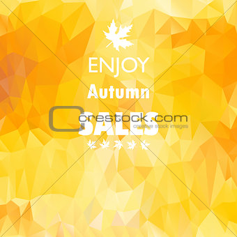 Geometric triangular background card with maple leaf, enjoy autumn sales