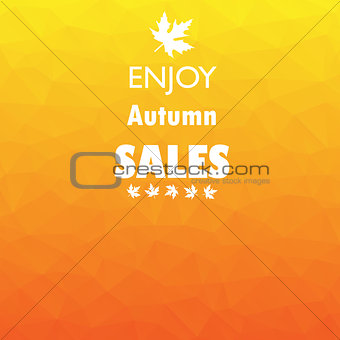 Geometric triangular background card with maple leaf, enjoy autumn sales