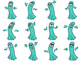 Set of twelve turquoise ghosts