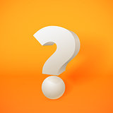 White 3d question mark on orange background
