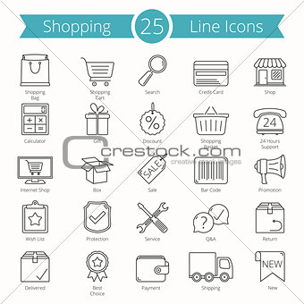 25 Shopping Line Icons