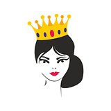 Queen or princess vector illustration isolated on white background