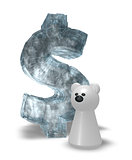 ice dollar symbol and white bear pawn - 3d rendering