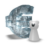 ice euro symbol and white bear pawn - 3d rendering