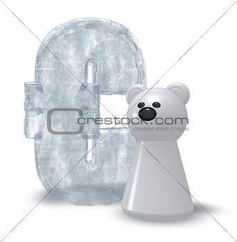 ice euro symbol and white bear pawn - 3d rendering