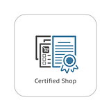 Certified Shop Icon. Flat Design.