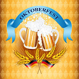 Vintage styled emblem with glasses of beer.