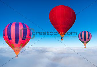 Morning flight of the three hot air balloons.