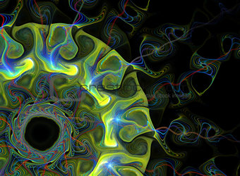 Abstract fractal fantasy greentextured background.