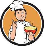 Asian Chef Noodle Bowl Circle Cartoon
