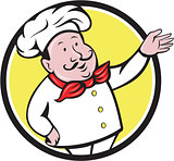 French Chef Welcome Greeting Circle Cartoon