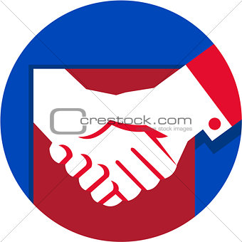 Business Deal Handshake Circle Retro