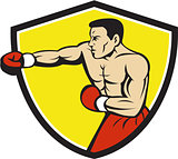 Boxer Jabbing Punching Crest Cartoon