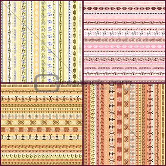 Set of colorful ethnic seamless pattern design