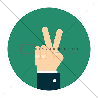 Hand giving a peace sign