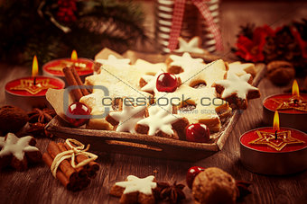 Homemade cookies in vintage look for Christmas