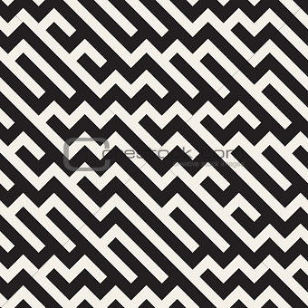 Vector Seamless Black And White Irregular Diagonal Lines Pattern