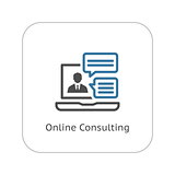 Online Consulting Icon. Flat Design.