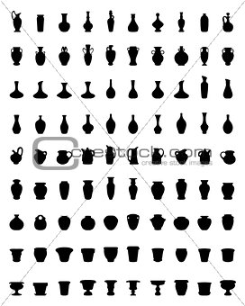 silhouettes of pottery