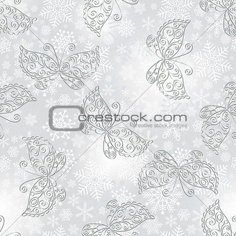 Winter seamless silvery spotty pattern
