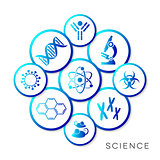 Modern blue vector science infographic buttons